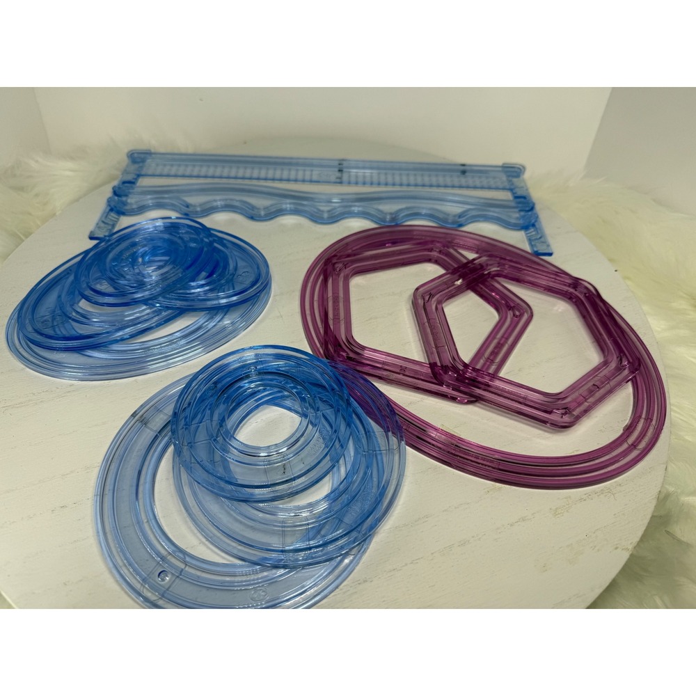 Creative Memories Circle Oval Hexagon Shape Templates Crafting Tools Set